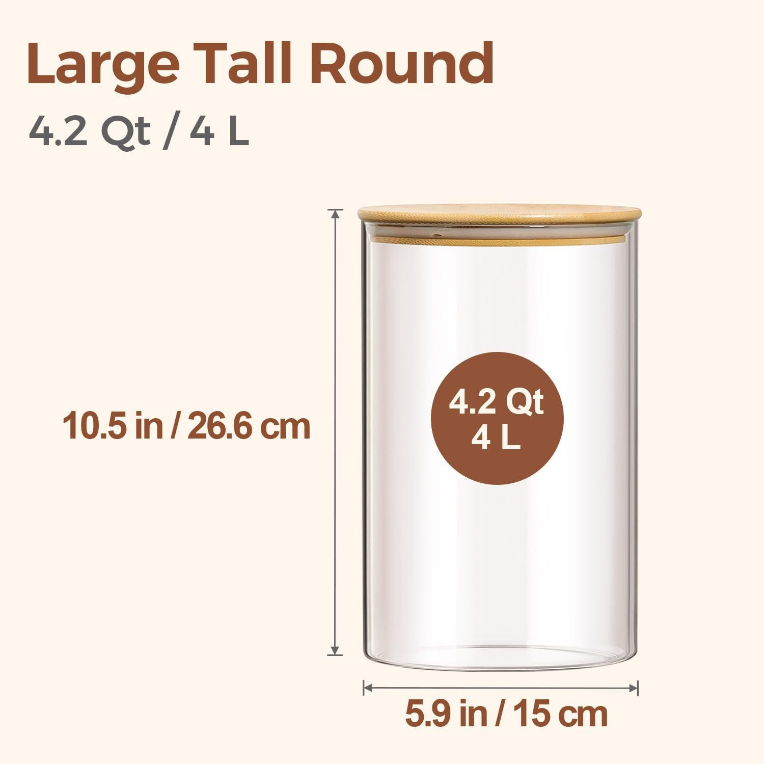 ComSaf 2Pcs Large Glass Storage Containers with Lids 4Qt, 1 Gallon Wide Mouth Fl