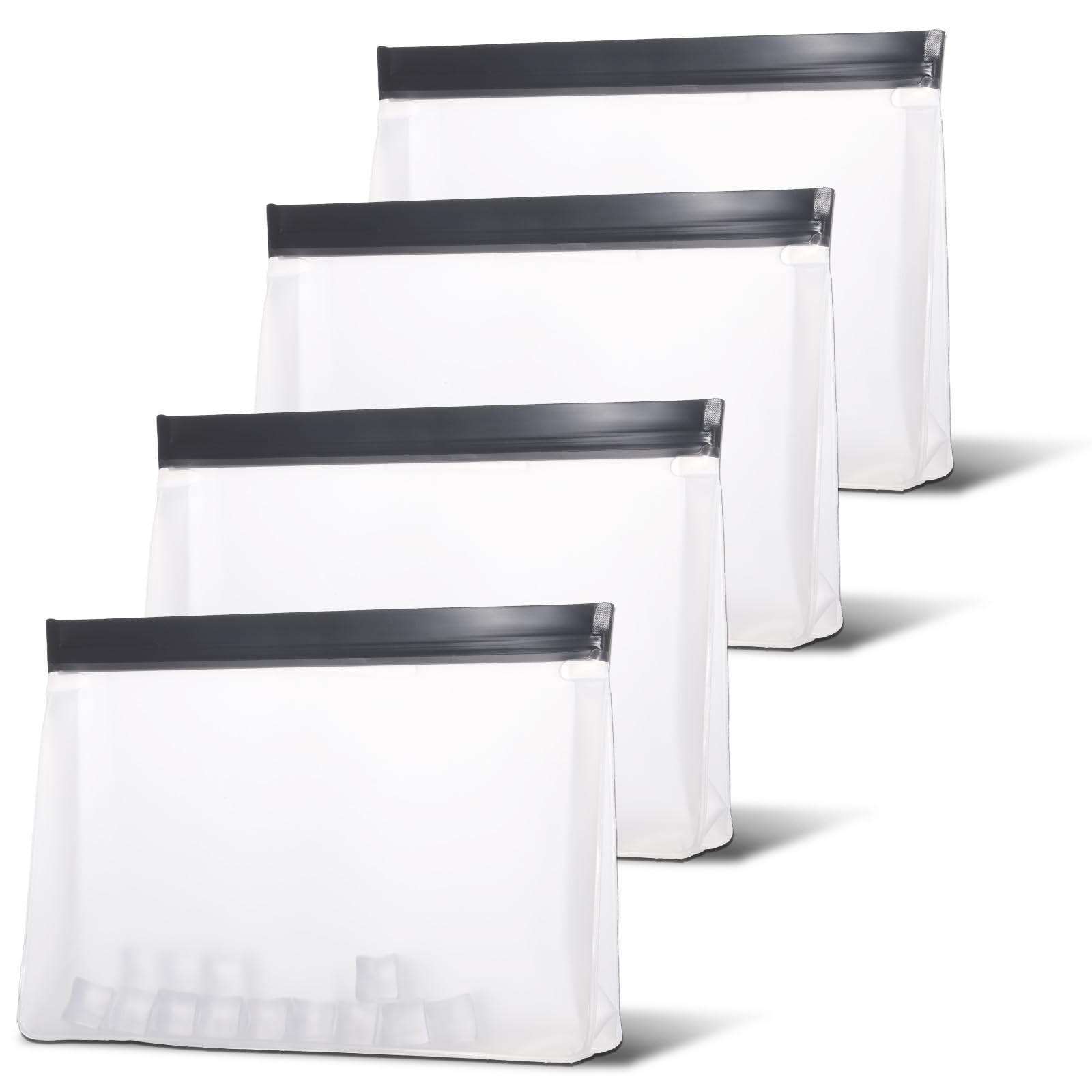 Hpmjz 4 pcs Clear Leak Proof Freezer Bag Reusable Ice Storage one size, black