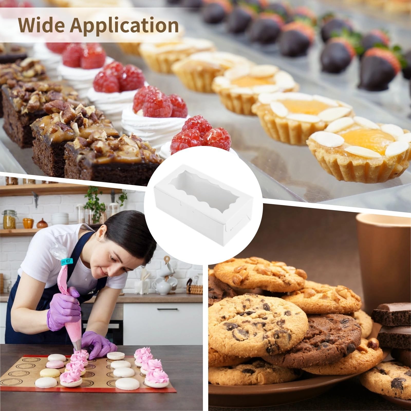 100 PCS Macaron Box With Window Small Bakery Packaging 4.1×2.2×1.4 Inch