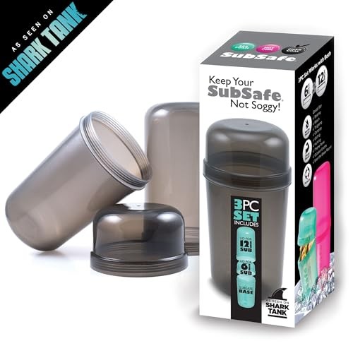 SubSafe 3-Piece Sub Sandwich Container, Charcoal Grey