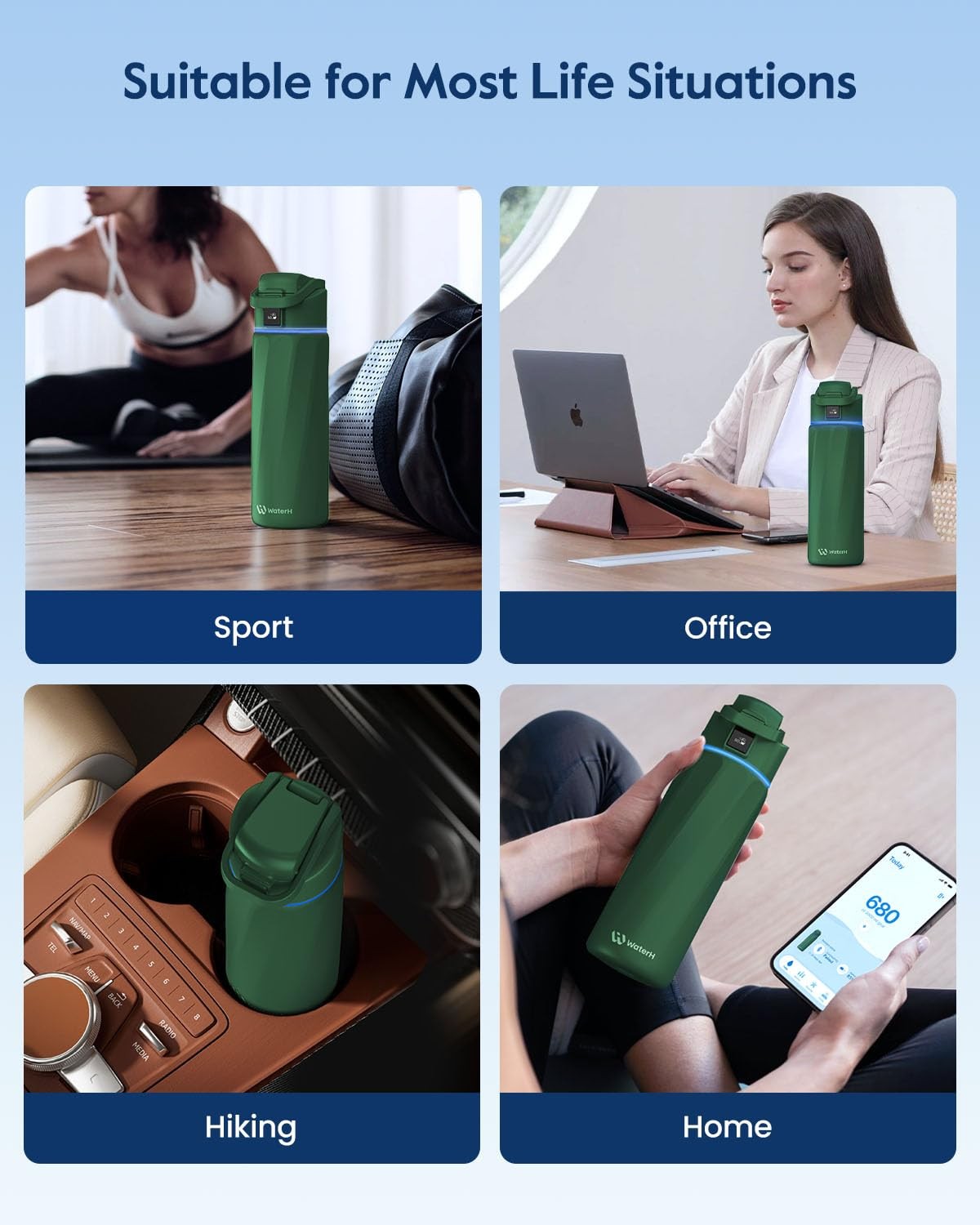 BOOST Smart Water Bottle that Reminds You to Drink, 24oz BPA-Free Stainless Stee