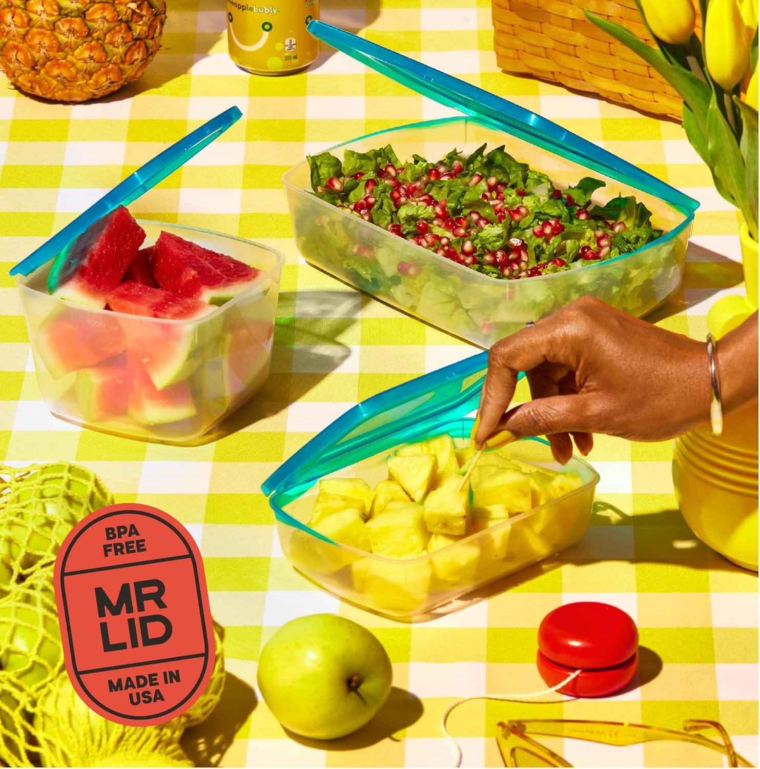 Premium Attached Food Storage Containers, Permanently Attached Plastic Lid, Neve