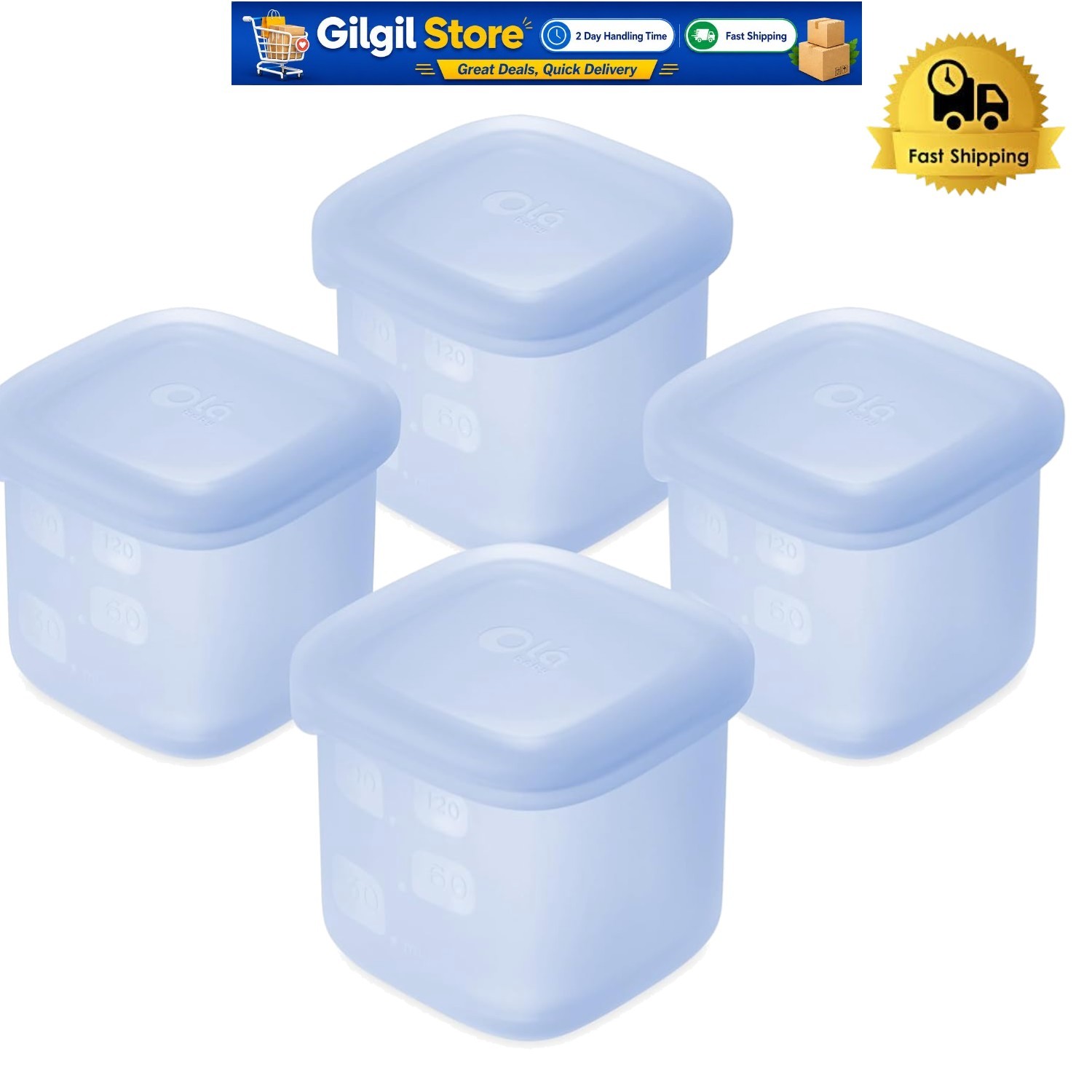 Dishwasher Safe Silicone Storage Jars for Baby Food & Snacks, Blueberry, 4 oz
