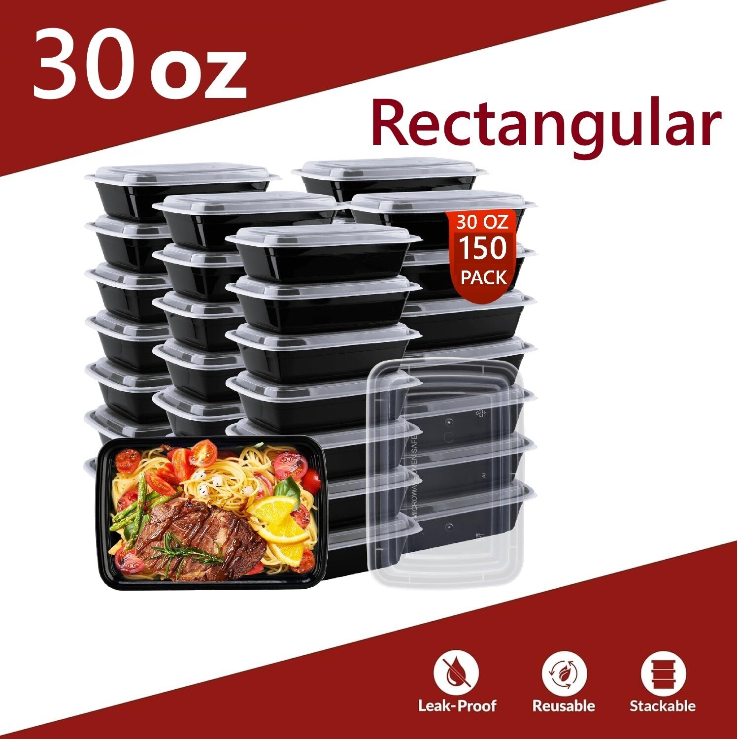 (150 Count) Round Meal Prep Containers to go Take-Out Food Containers with Lids