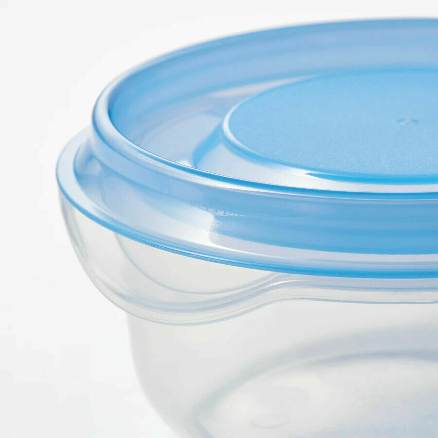 3 PACK Brand New IKEA PRUTA Food Container Transparent Blue 2oz