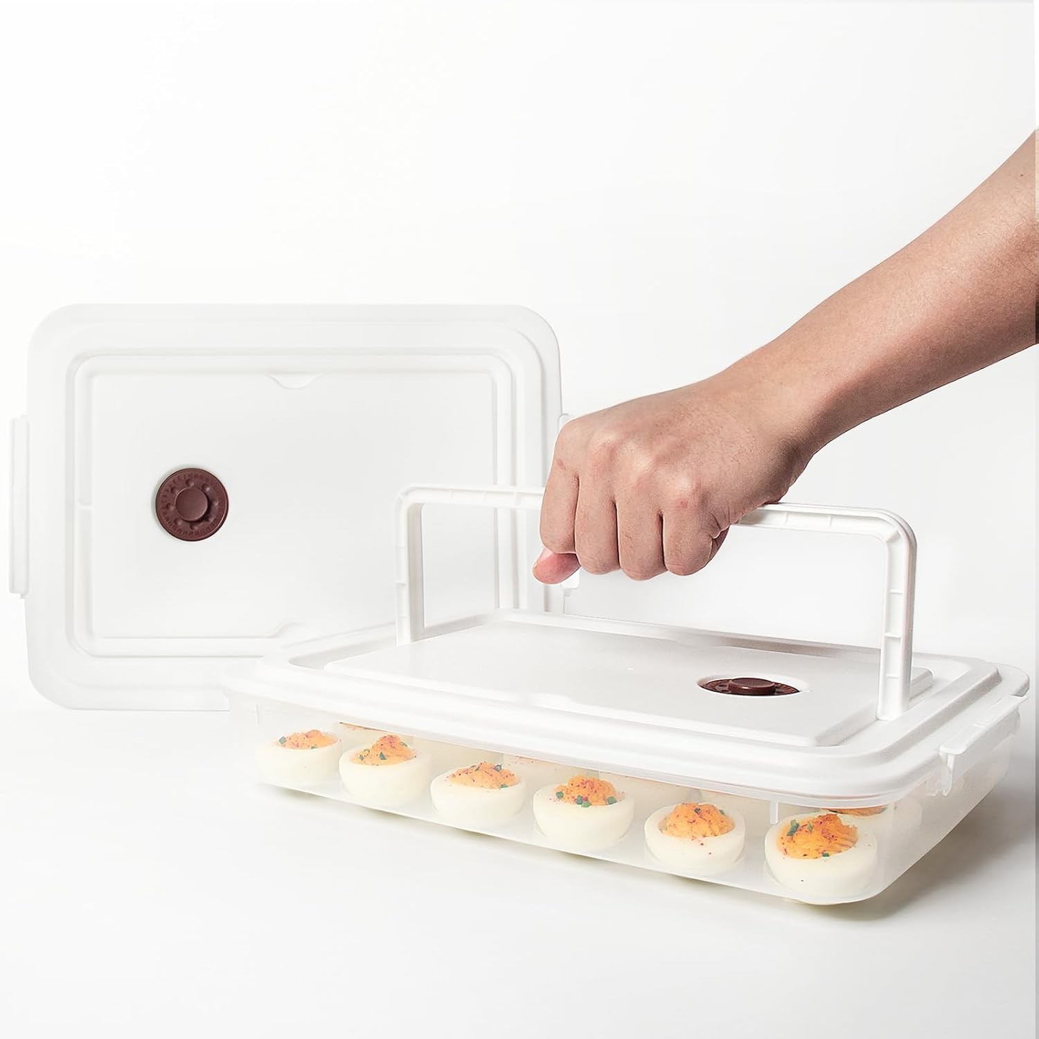 Deviled Egg Containers with Lid, Set of 2, Plastic Deviled Egg Carrier with H…