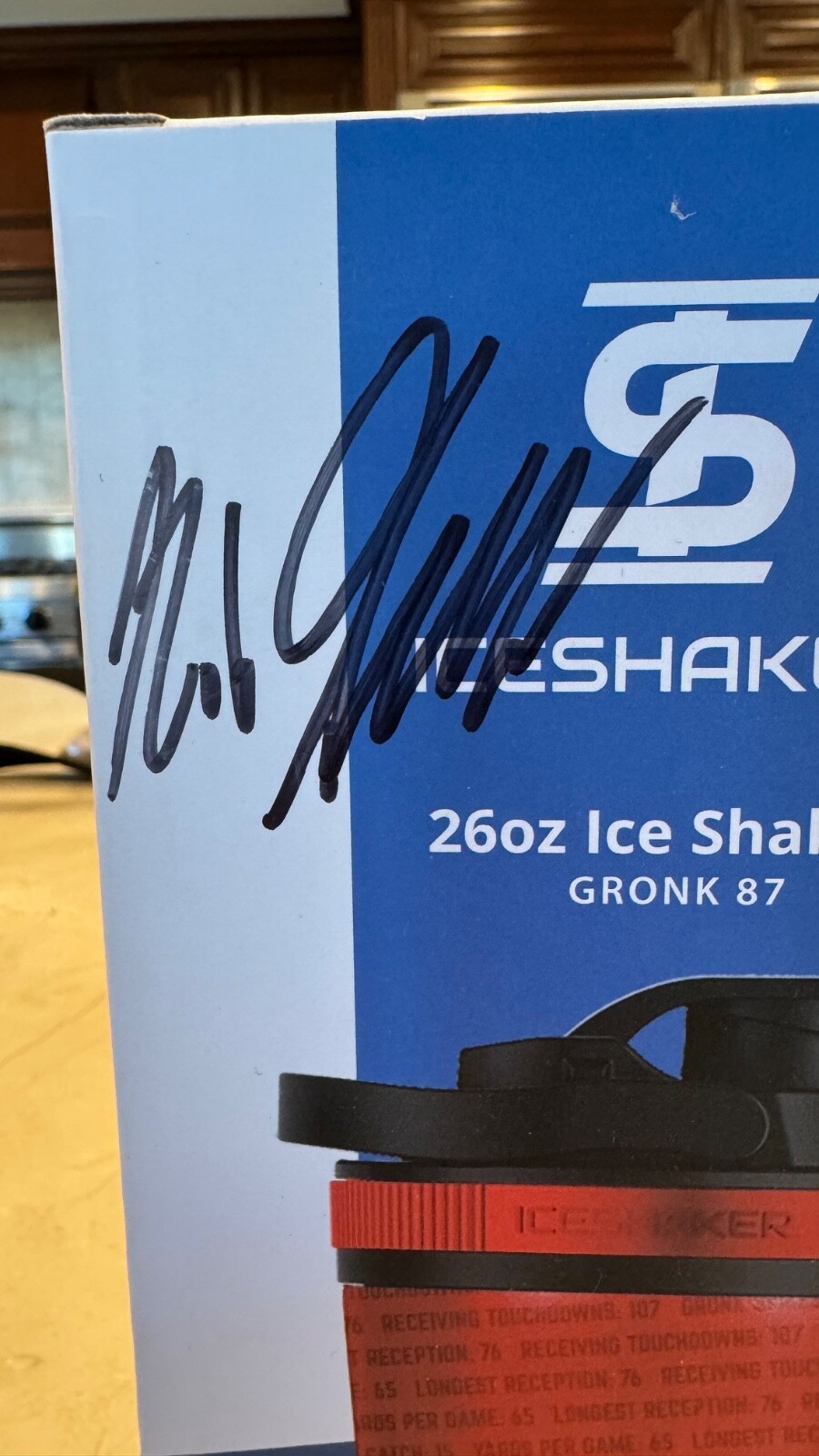 Autographed Ice Shaker 26 Oz. Red Gronk 87 Flex Bottle Limited Edition NEW