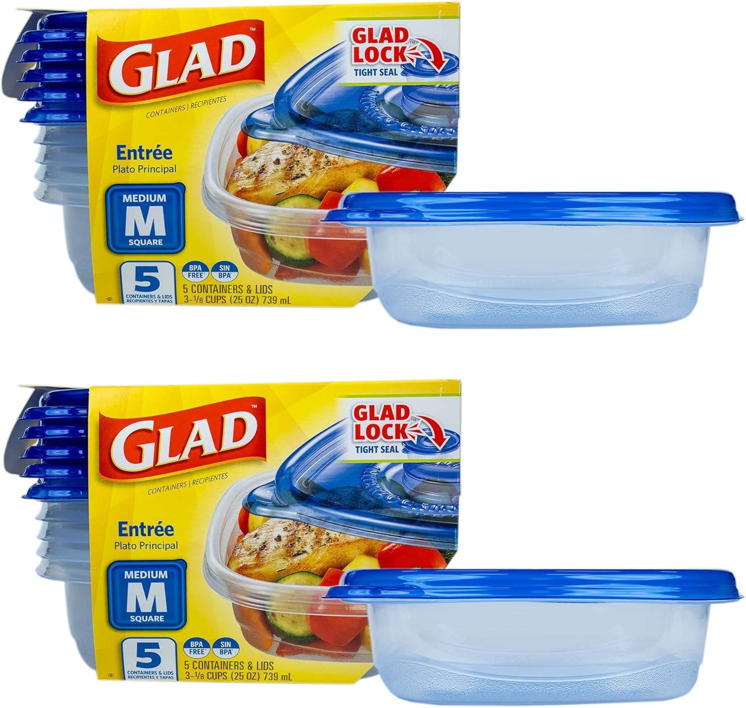 Ware Airtight Food Storage Containers – 25 Oz Square, 5 Count Pack – BPA Free