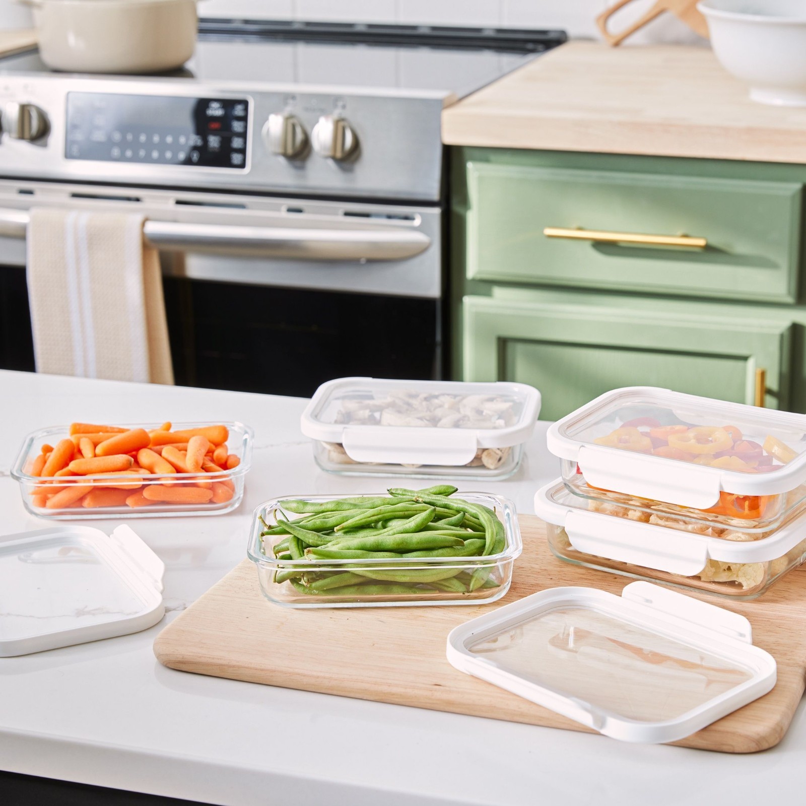 (2 pack) 2.3Cup Rectangle Glass Food Storage Container, Set of 5, 10 Pieces