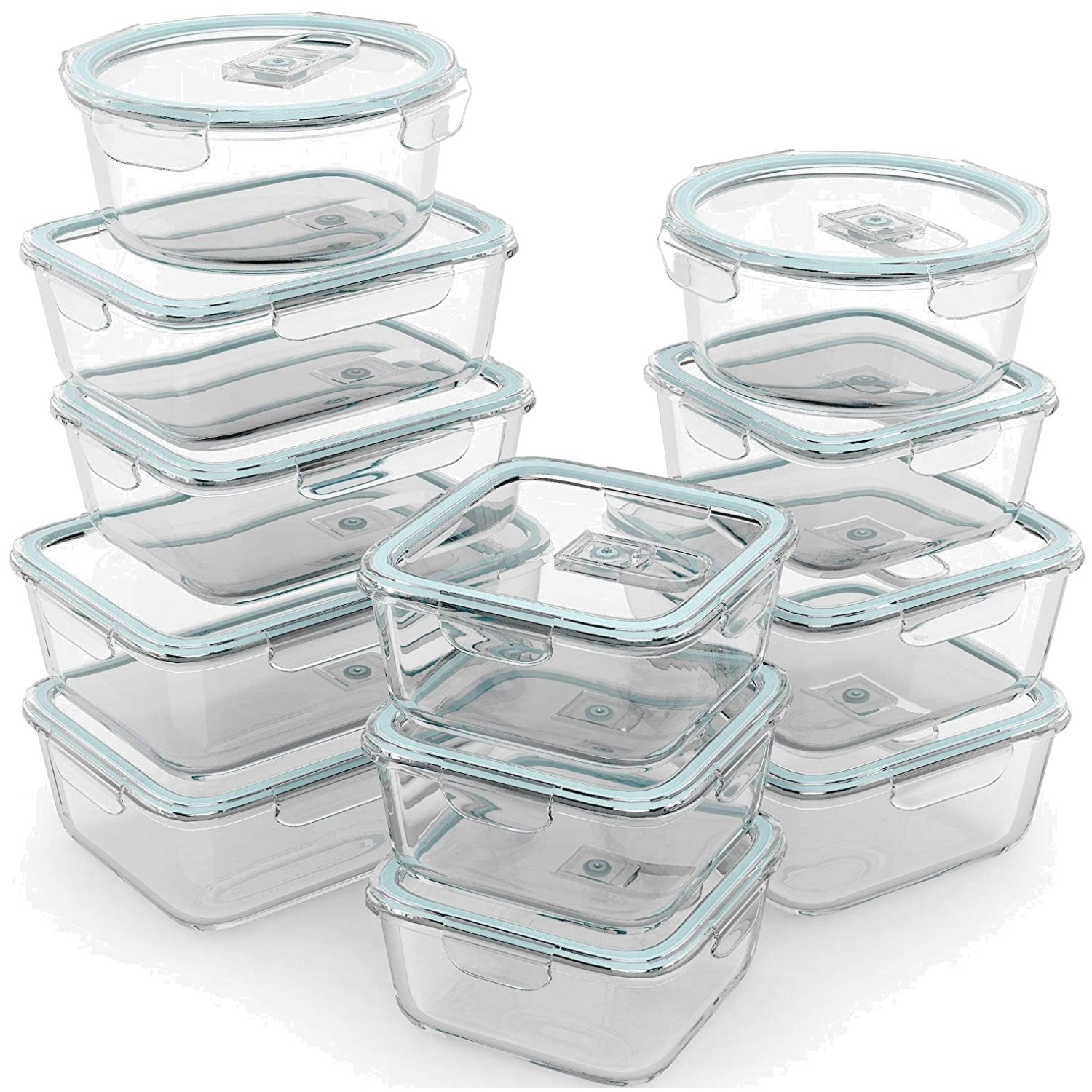 24 Pc Airtight Glass Food Storage Containers – Meal Prep Set