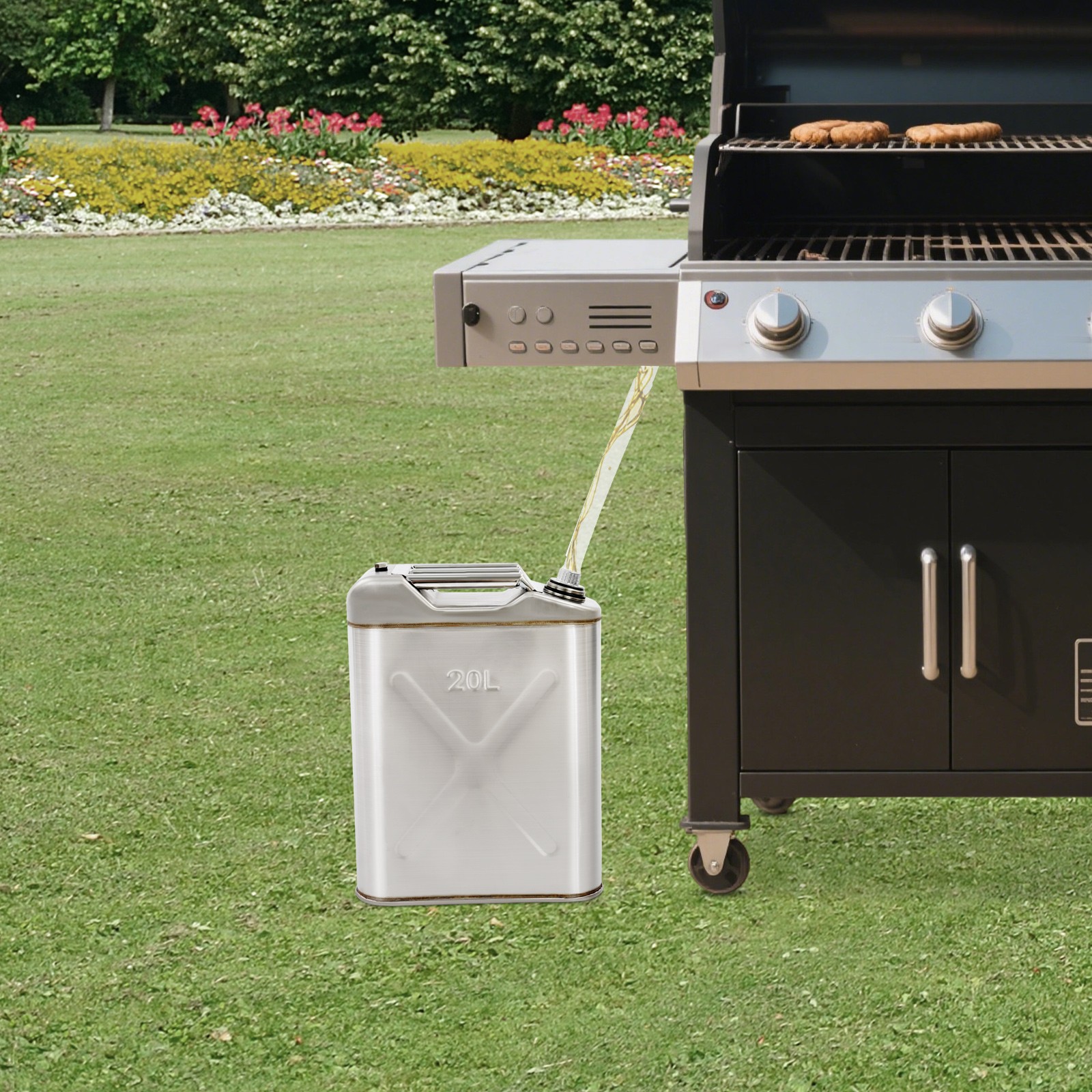 20L Stainless Steel Cooking Oil Storage Can, Heavy Duty Storage Can for Camping