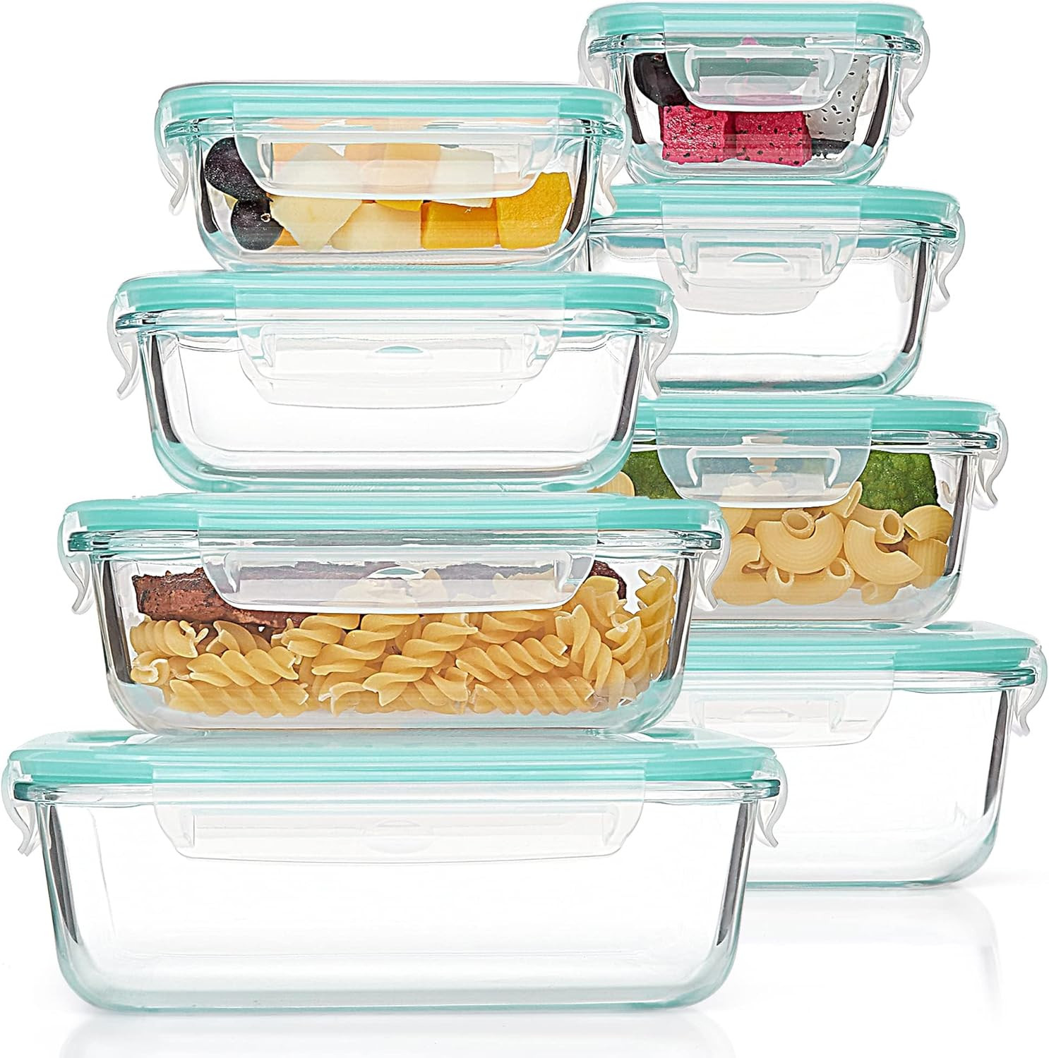 8 Pack Glass Food Storage Containers with Airtight Lids, Glass Meal Prep Cont…