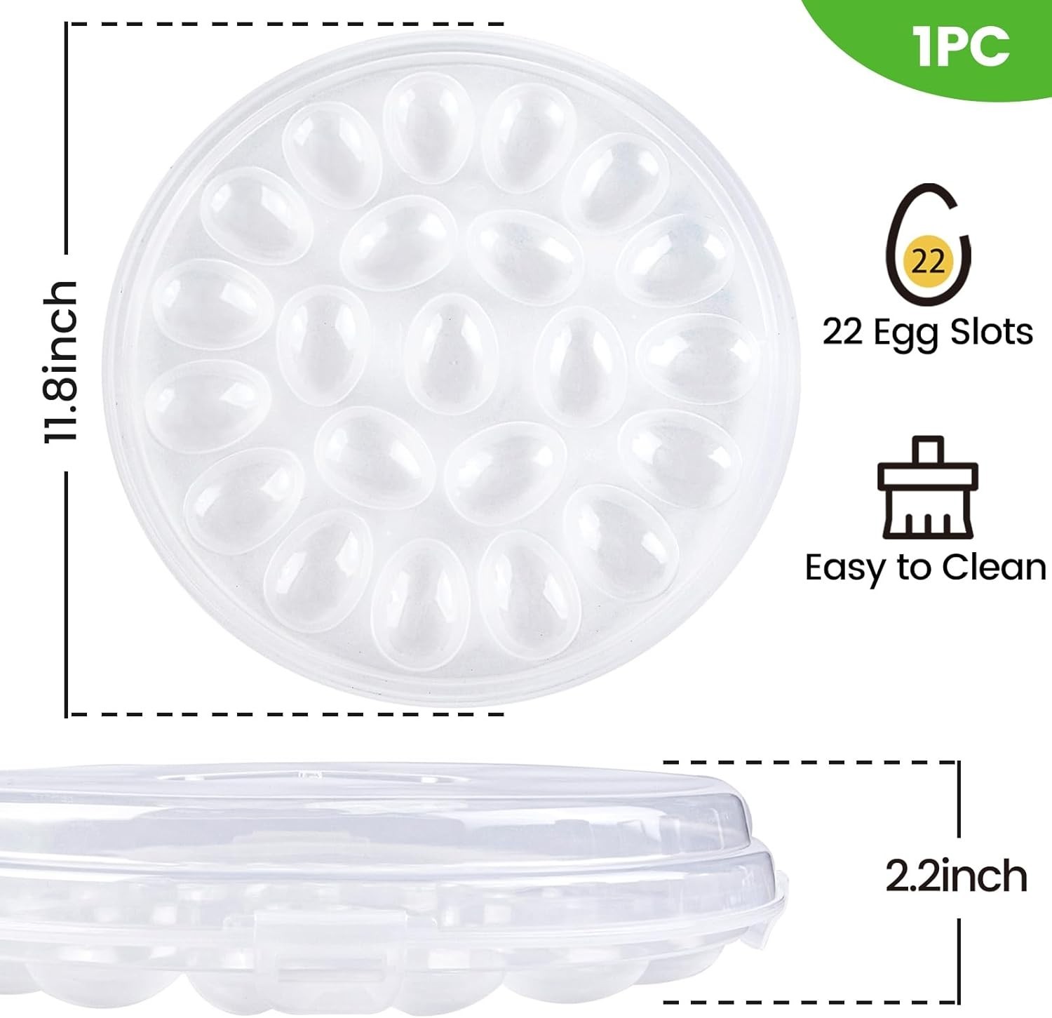 Crystal Clear Deviled Egg Carrier – 22 Slots, Portable & Elegant Presentation