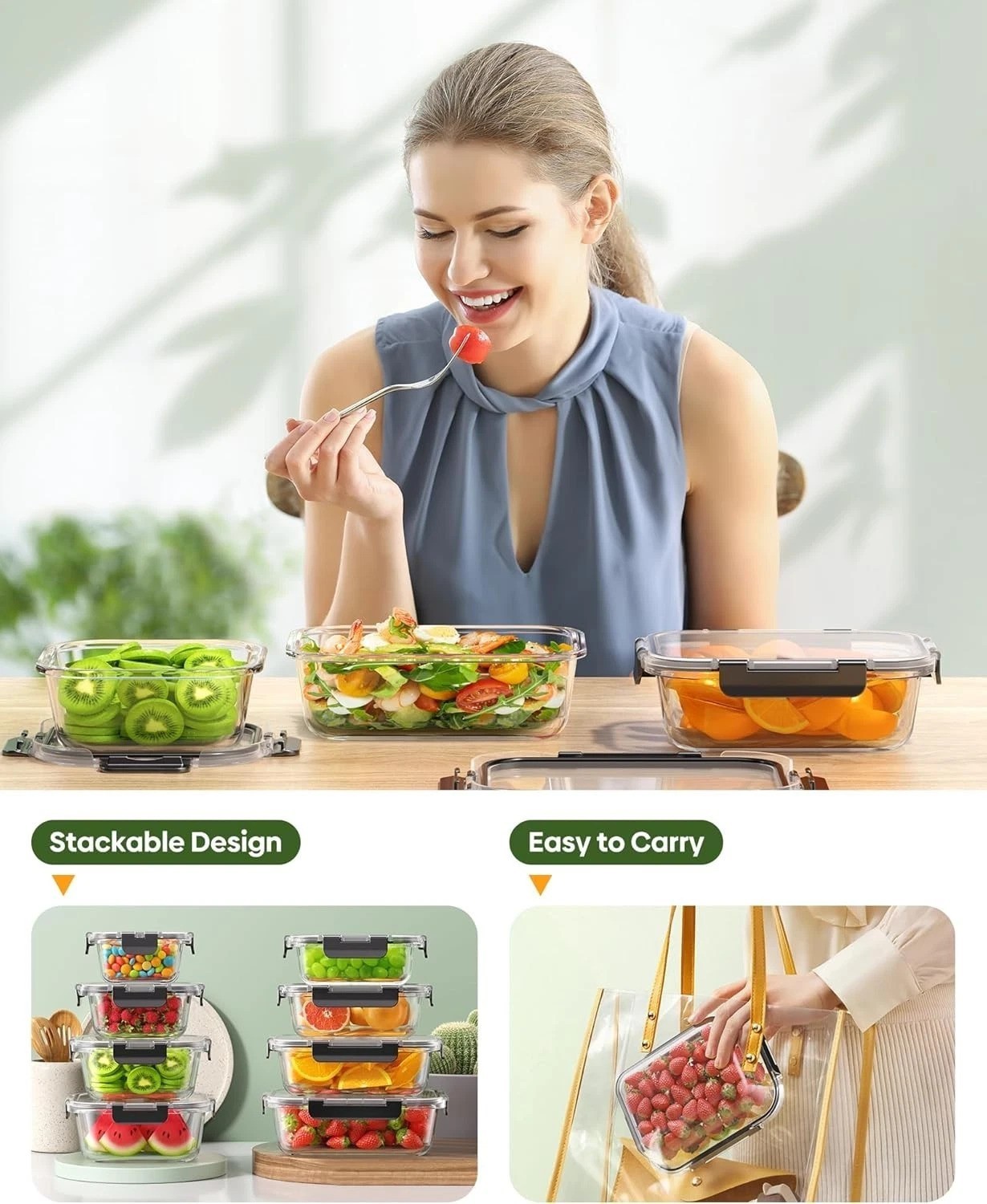 High-Quality 40 PCS Glass Storage Containers – Microwave & Dishwasher Safe