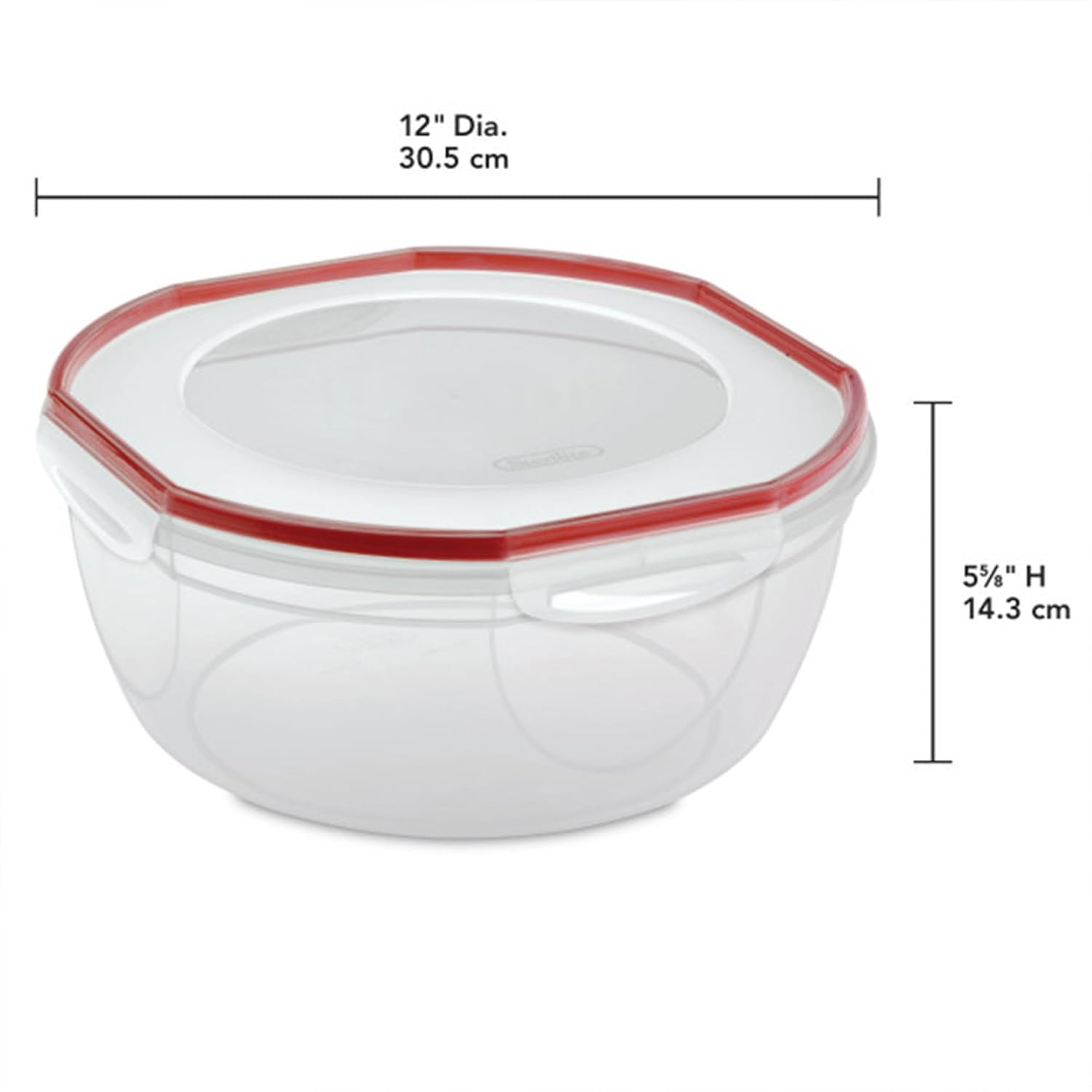 Ultra-Seal 8.1 Qt Airtight Food Storage Containers, 4-Pack, Clear with Red Lid