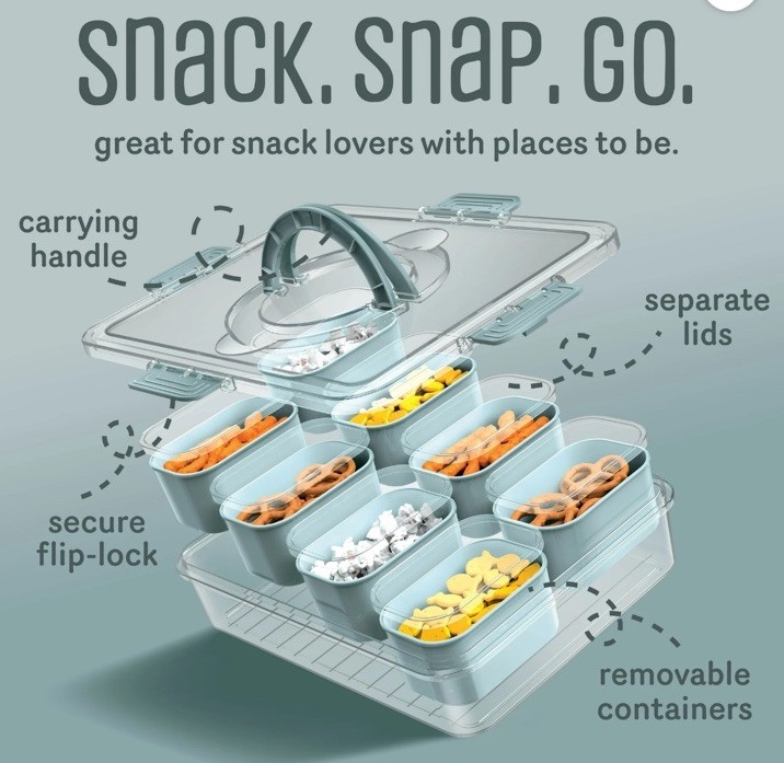 CWC Snack Box Set 16 Containers 7oz BPA Free Airtight w/ Lids Teal Blue/Green