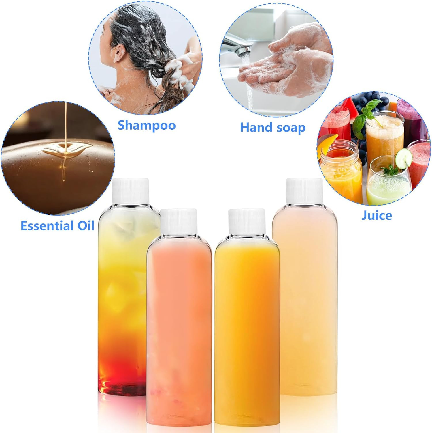 6Pack 2Oz Shot Bottles Clear Plastic Travel Containers Health Wellness Juice OK