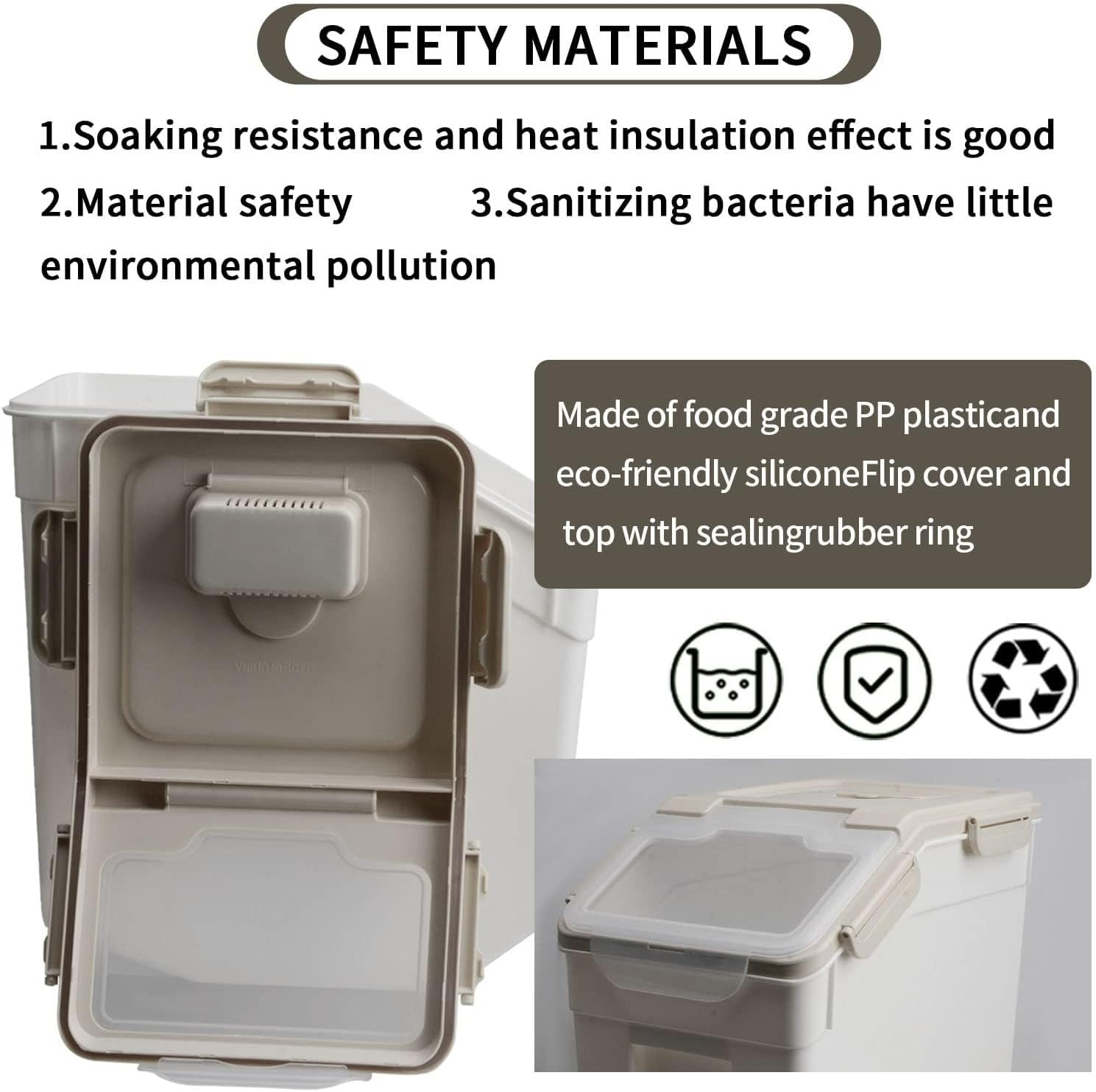 Large Flour Storage Container Bin 50Lb, 2Pack Airtight Rice Storage Containers w