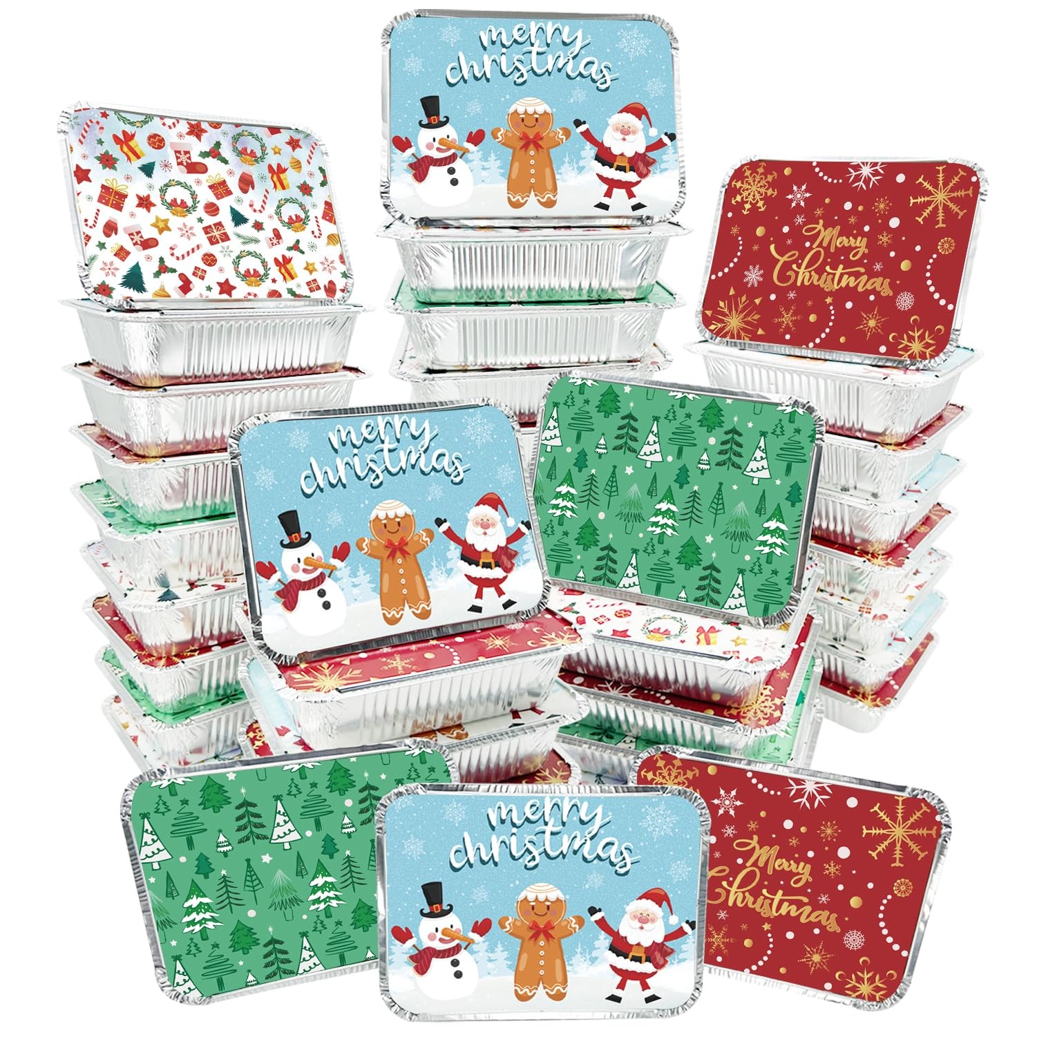 40 Pcs Christmas Cookie Tins with Lids for Gift Giving, Christmas Treat Foil …