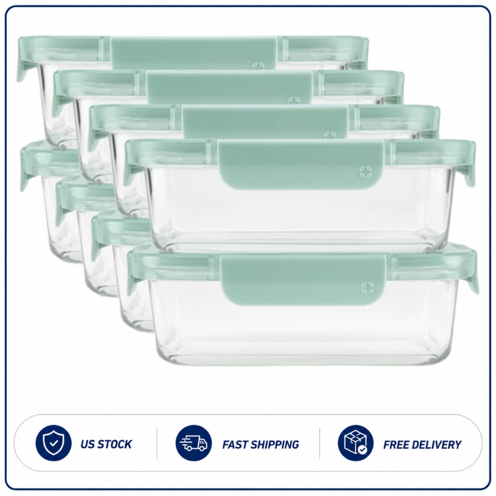 Ello Color Lock 3.4 Cup Glass Meal Prep Containers Locking Lids 2 Pack (4 Pack)