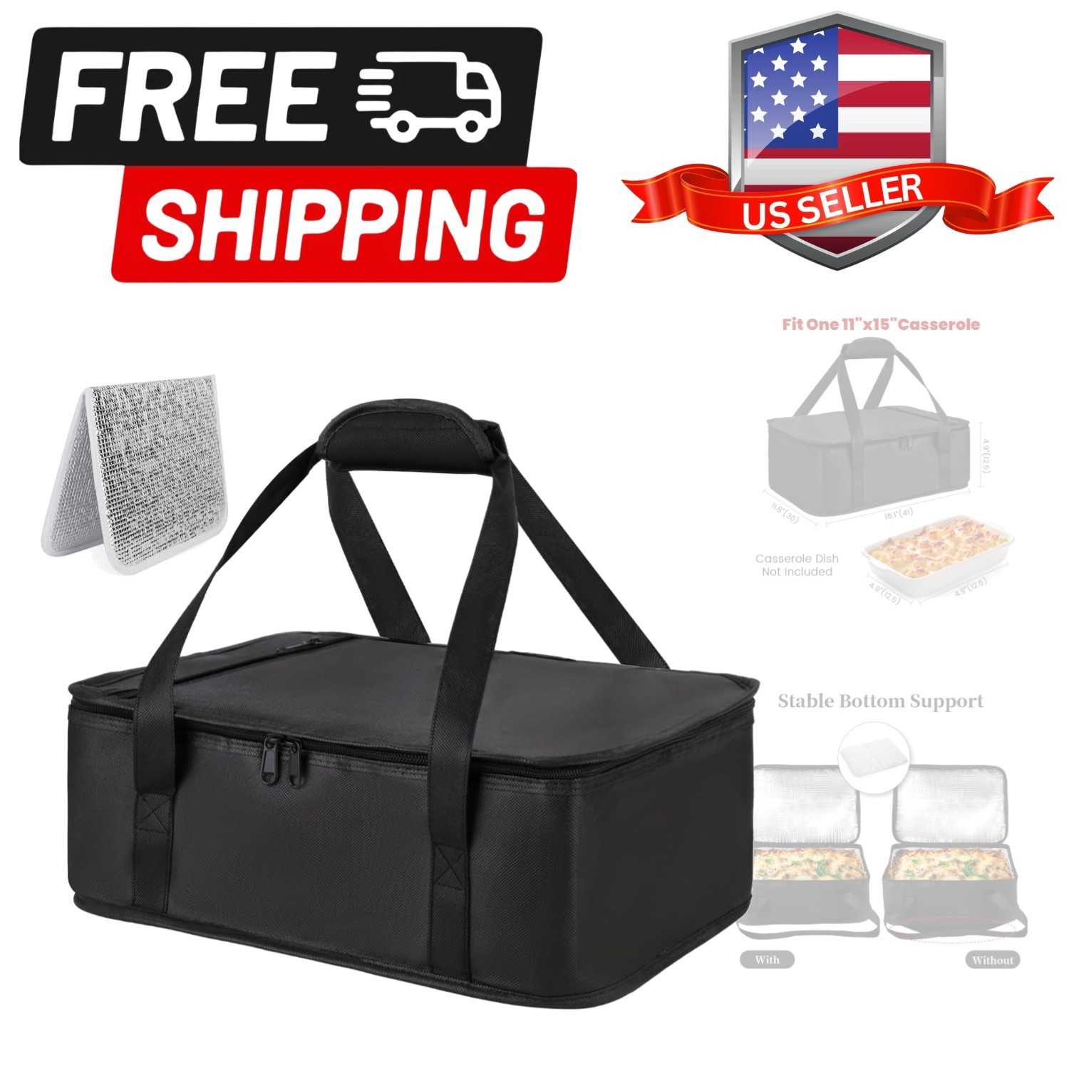 Insulated Casserole Carrier Bag, Fits 9×13 and 11×15 Inch Baking Dish with Li…