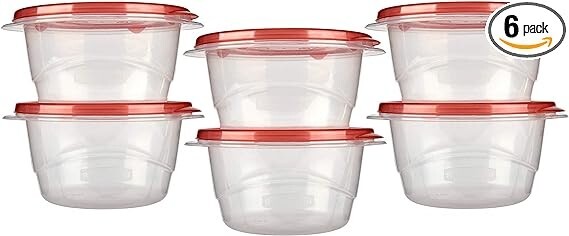Rubbermaid TakeAlongs Small Bowl Food Storage Containers, 3.2 Cup 6 Containers