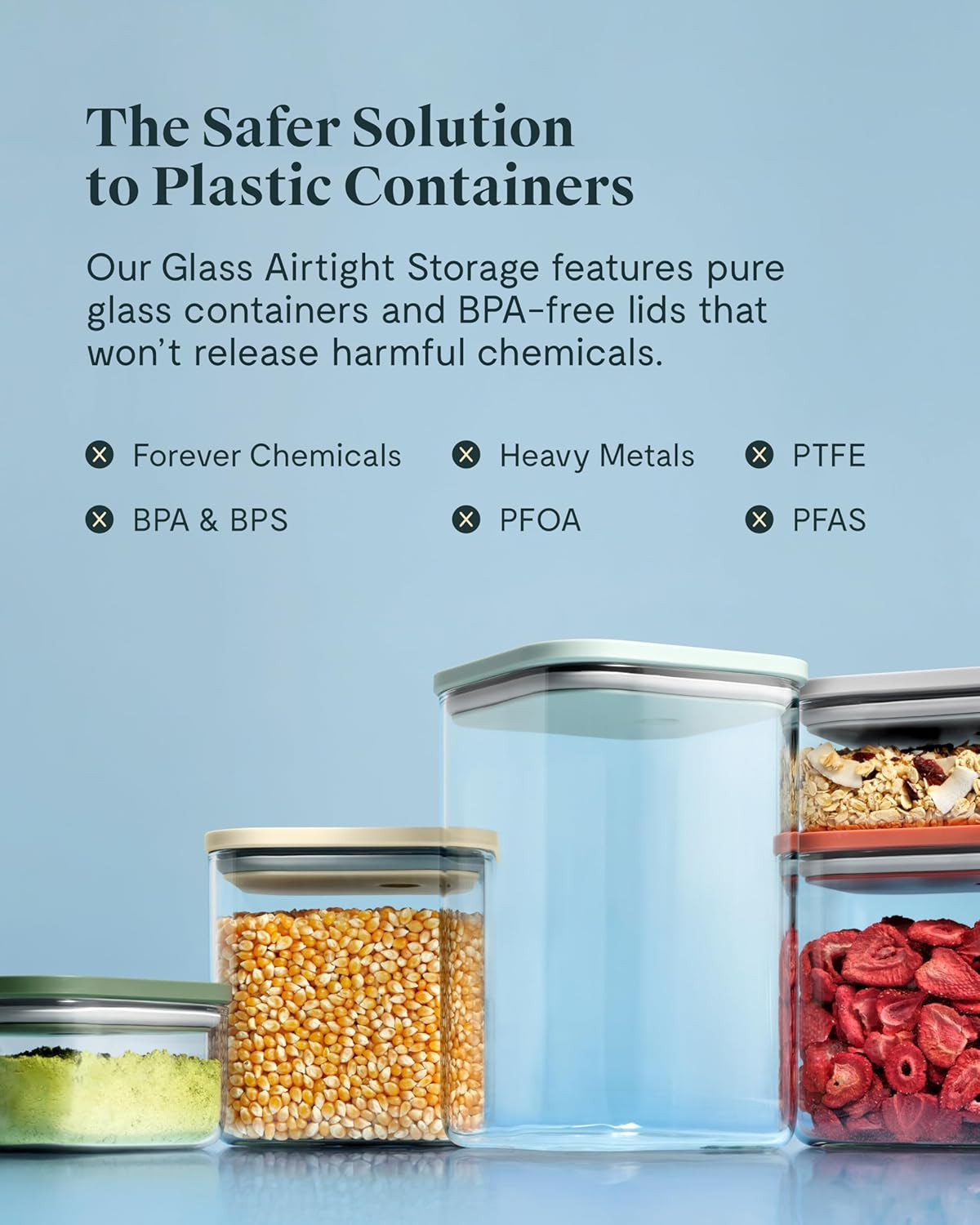 4Qt Airtight Glass Food Storage Container – BPA-Free, Stackable, Cream