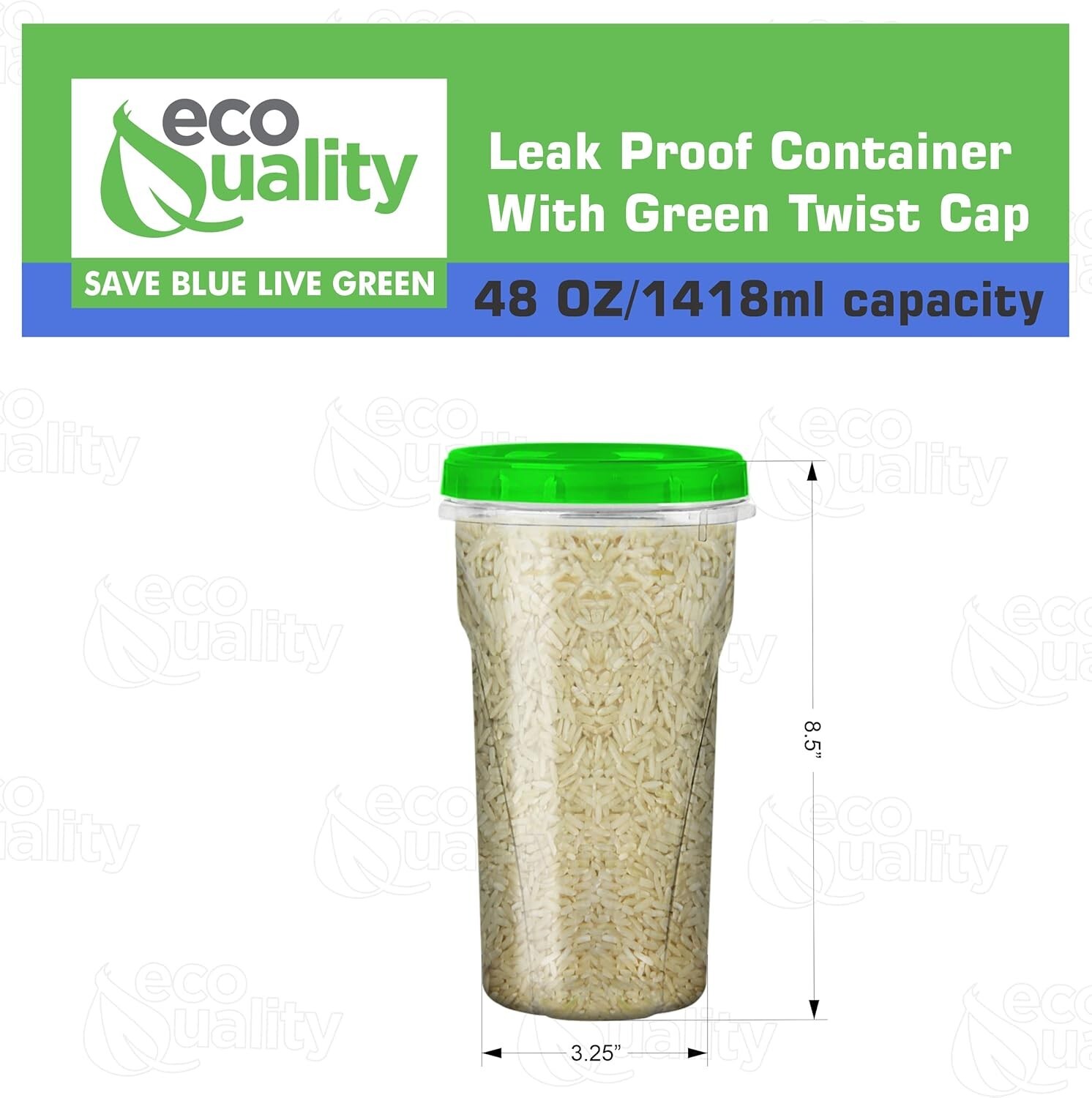 48 oz Clear Twist Top Storage Deli Containers with Leak Proof Lids Green 20pcs