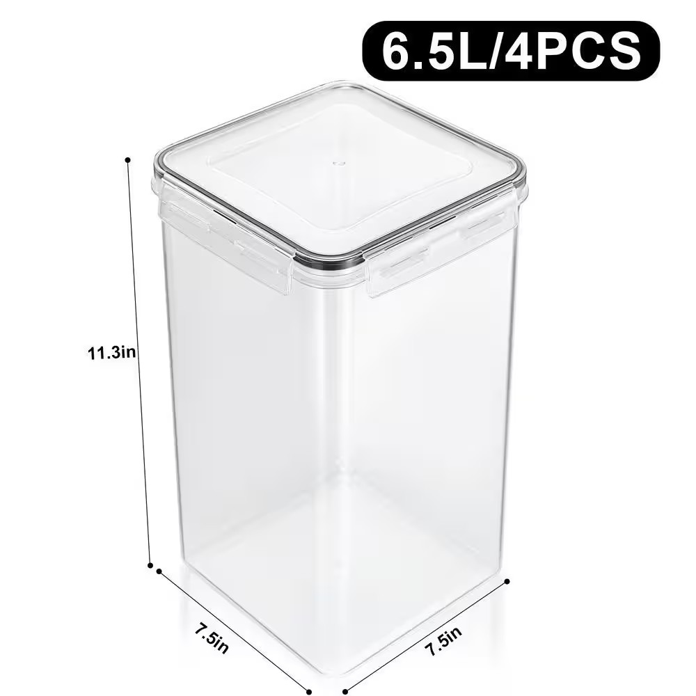 Airtight Food Storage Containers with Locking Lids-4 Pack (6.5 L /219.79 Oz.) wi