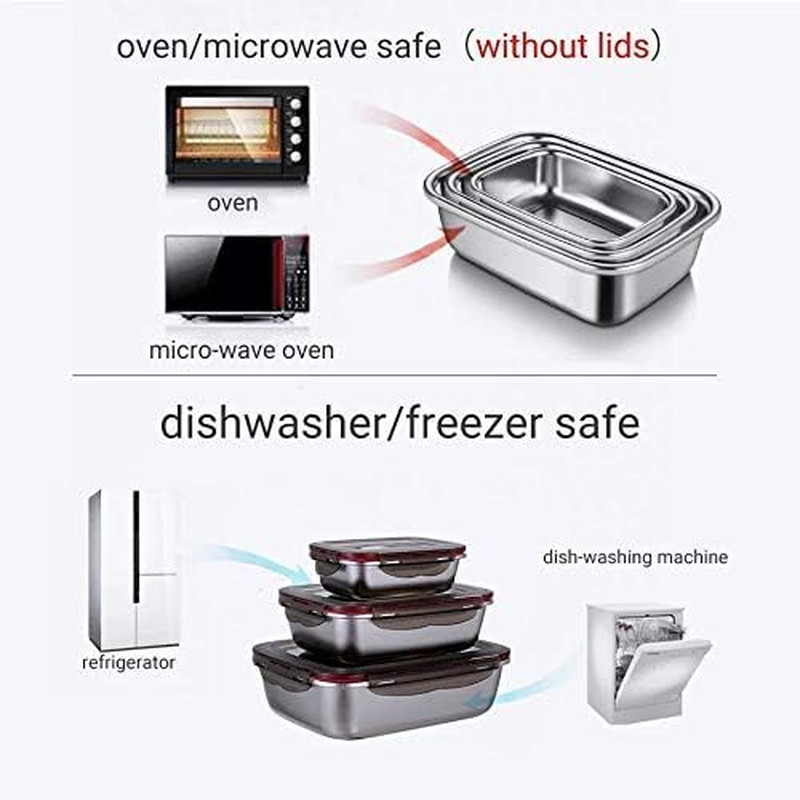 3 Pieces Stainless Steel Food Storage Container with Lids Airtight Metal Food Co