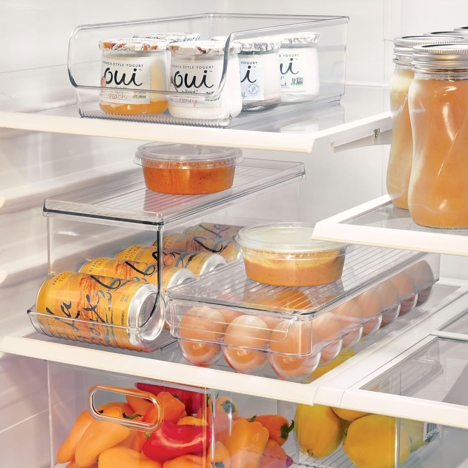 Clear Plastic Egg Holder for Fridge with Lid, 21 Egg | Storage Container, Organi