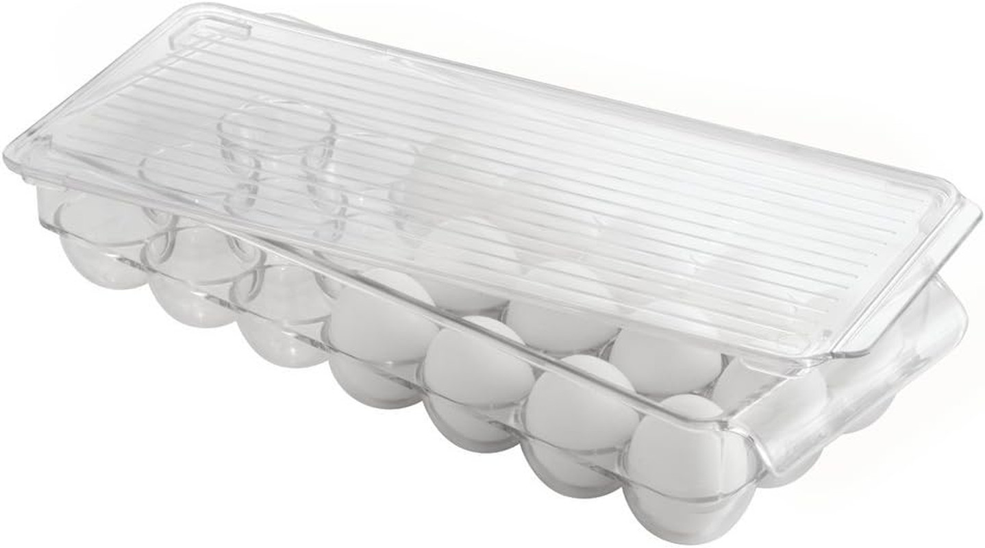 Clear Plastic Egg Holder for Fridge with Lid, 21 Egg | Storage Container, Organi
