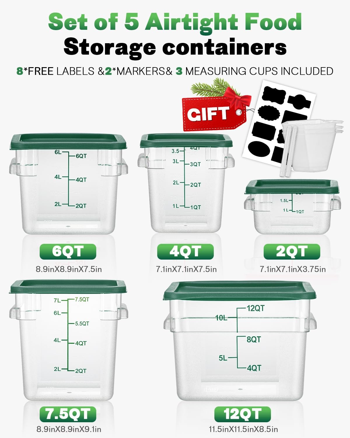 4QT NSF Food Storage Containers: 8 PCS [Food Grade][Hot&Cold Resistant] Comme…