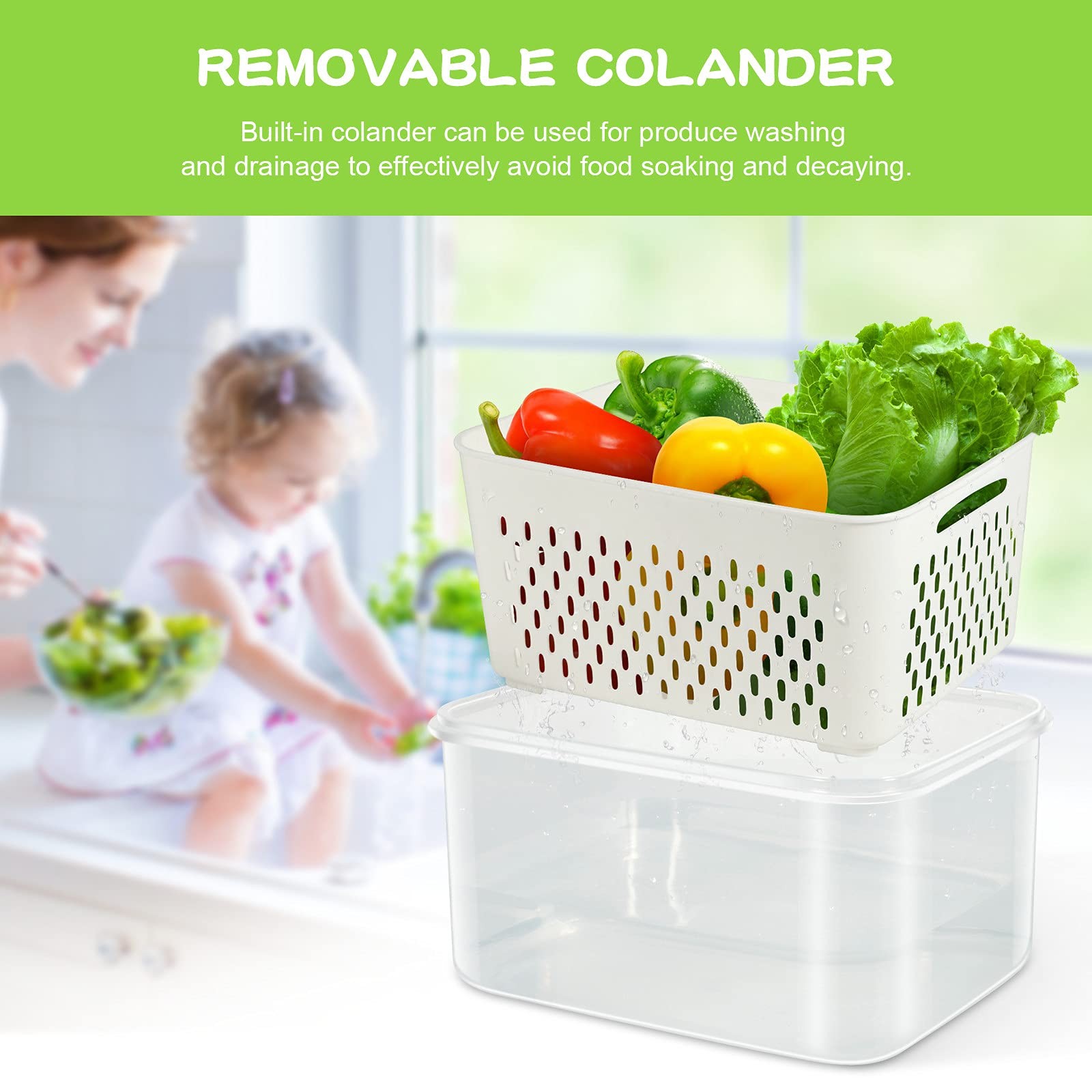 TBMax Fruit Storage Containers for Fridge Organizers and Storage, 4 White