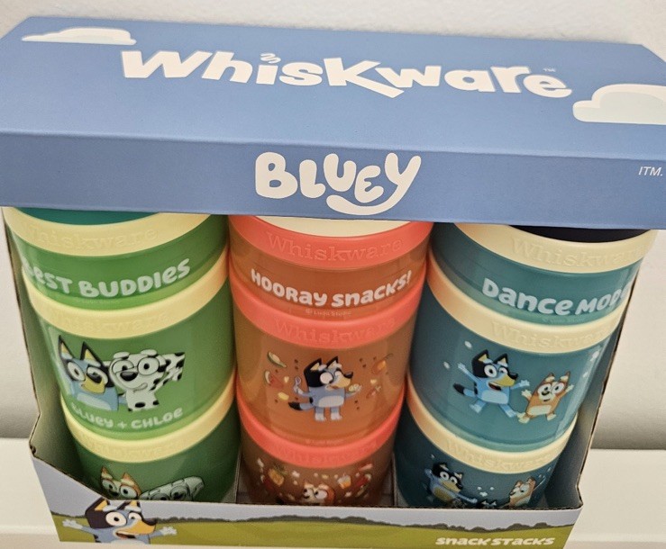 Bluey ~ Whiskware 3 snack Stacks ~ BPA and Phthalate-free Dishwasher Safe