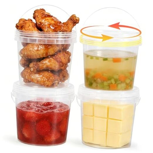 4 Pack 64oz Food Grade Plastic Buckets with Screw Lids & Transparent
