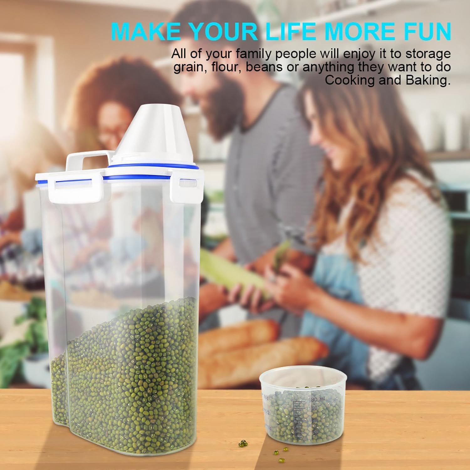 Uppetly Rice Airtight Dry Food Storage Containers, BPA Free Plastic Sealed Holde