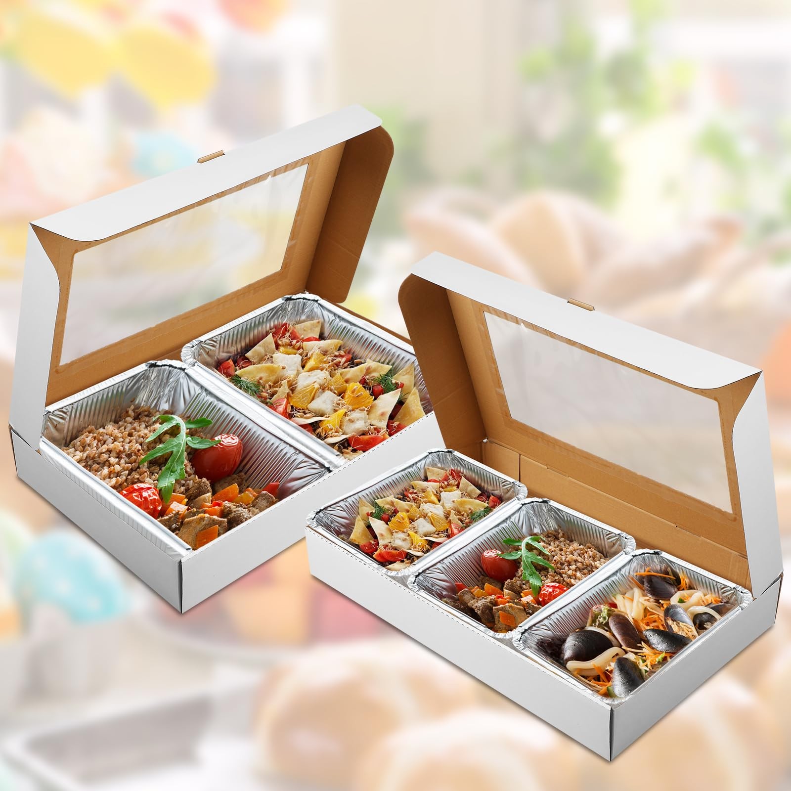 10 Pack Catering Corrugated Box 21 x 13 x 3 Inch Food Delivery Container Full…