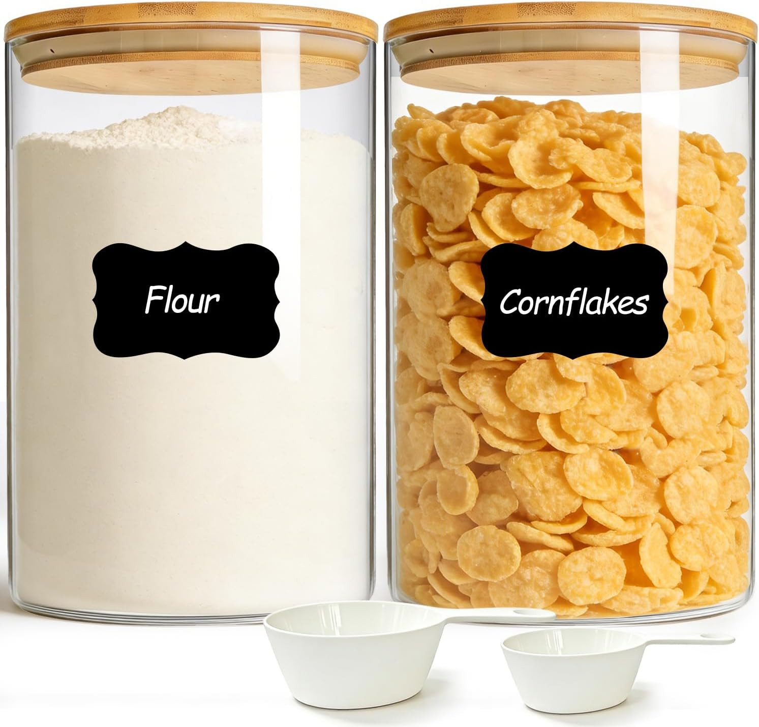 ComSaf 2Pcs Large Glass Storage Containers with Lids 4Qt, 1 Gallon Wide Mouth Fl