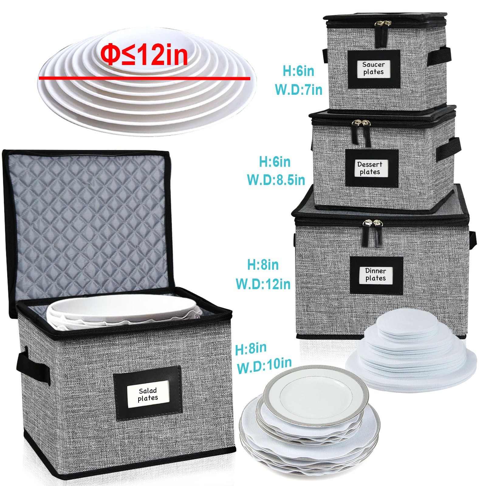 ouruer 5 PACK China Storage Containers-Quilted Mug Storage and Moving Boxes f…