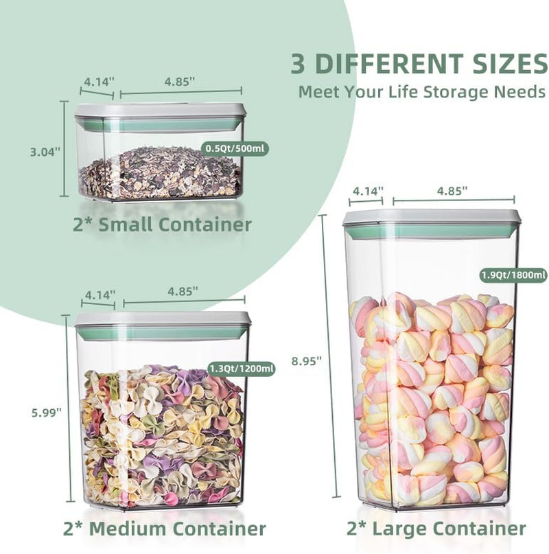 Airtight Food Storage Container Sets with Lids 6Pcs Pop Containers for Kitchen P