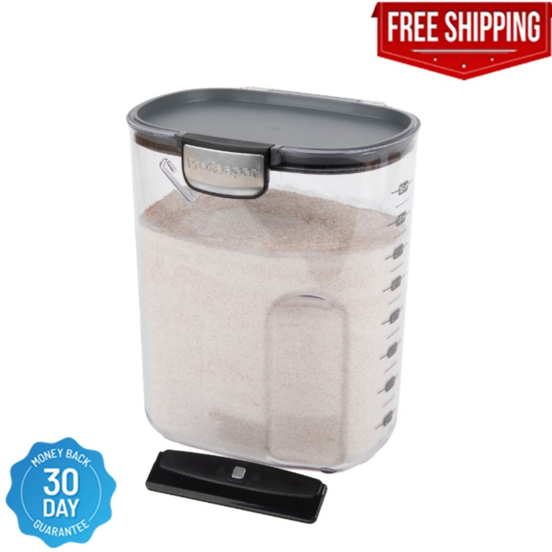 Flour Storage Container with Magnetic Leveler and Stainless-Steel Latch, 5 lb