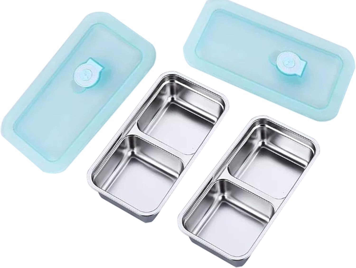 2Pcs Grab and Go Snack Containers Stainless Steel, Reusable Snack Containers wit