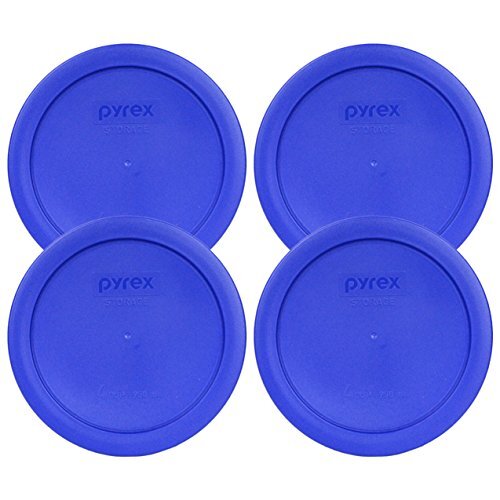 Pyrex Bundle – 4 Items: 7201-PC 4-Cup Cadet Blue Plastic Food Storage Lids