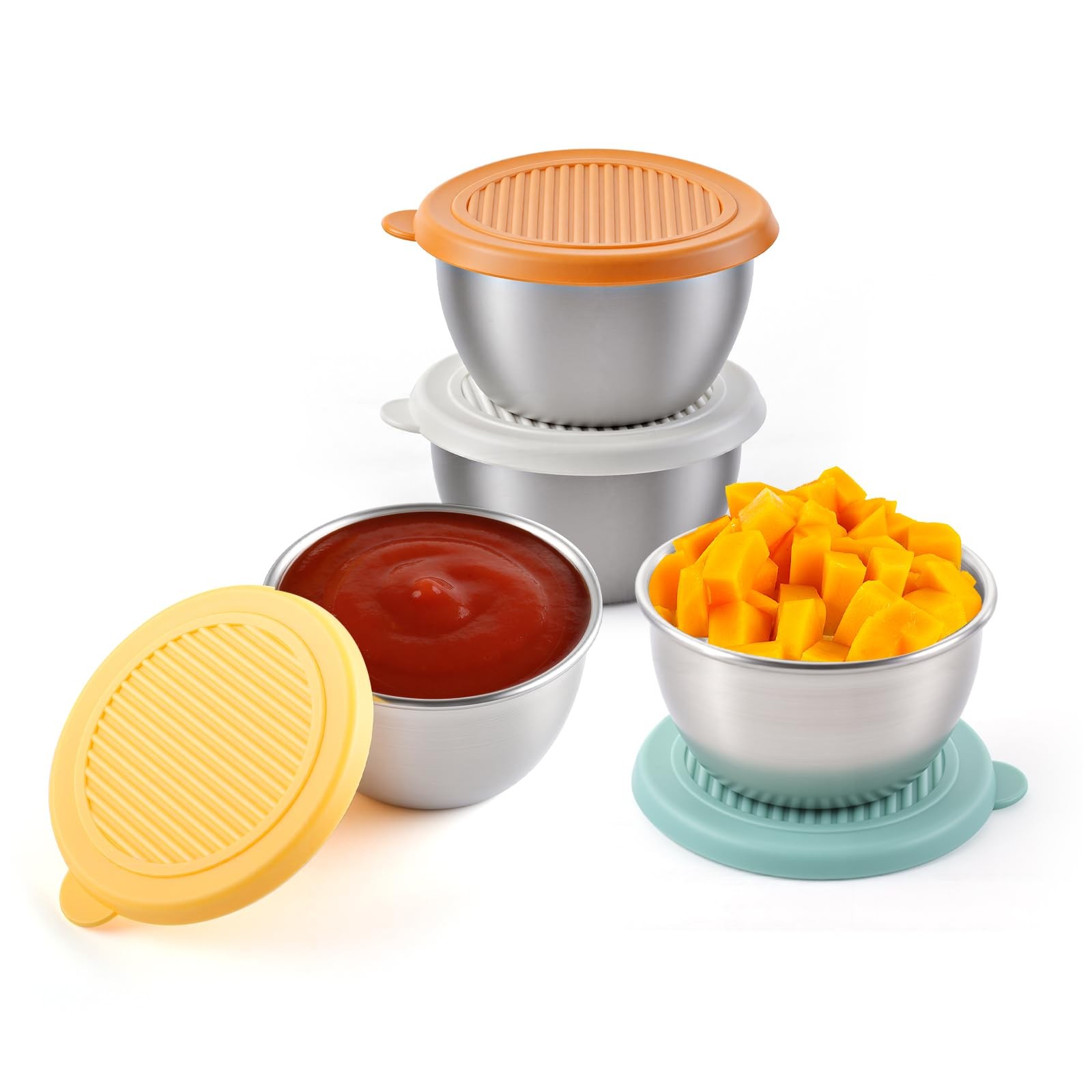 4 Pack 2oz Stainless Steel Salad Dressing Containers To Go Condiment Sauce Cups