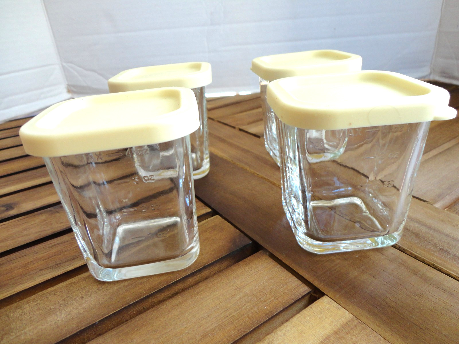 Mini Storage Glass Containers With Rubber Sealed Lids S/4 Graduated Markings