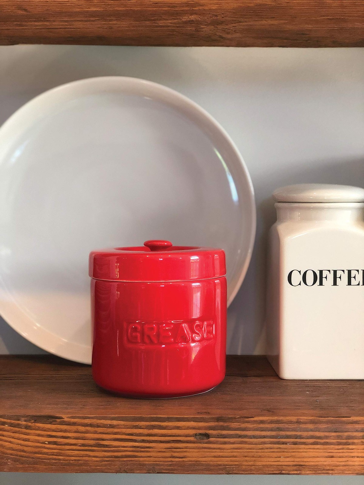 Fox Run Porcelain Bacon Grease Container with Strainer, Red Grease Container …