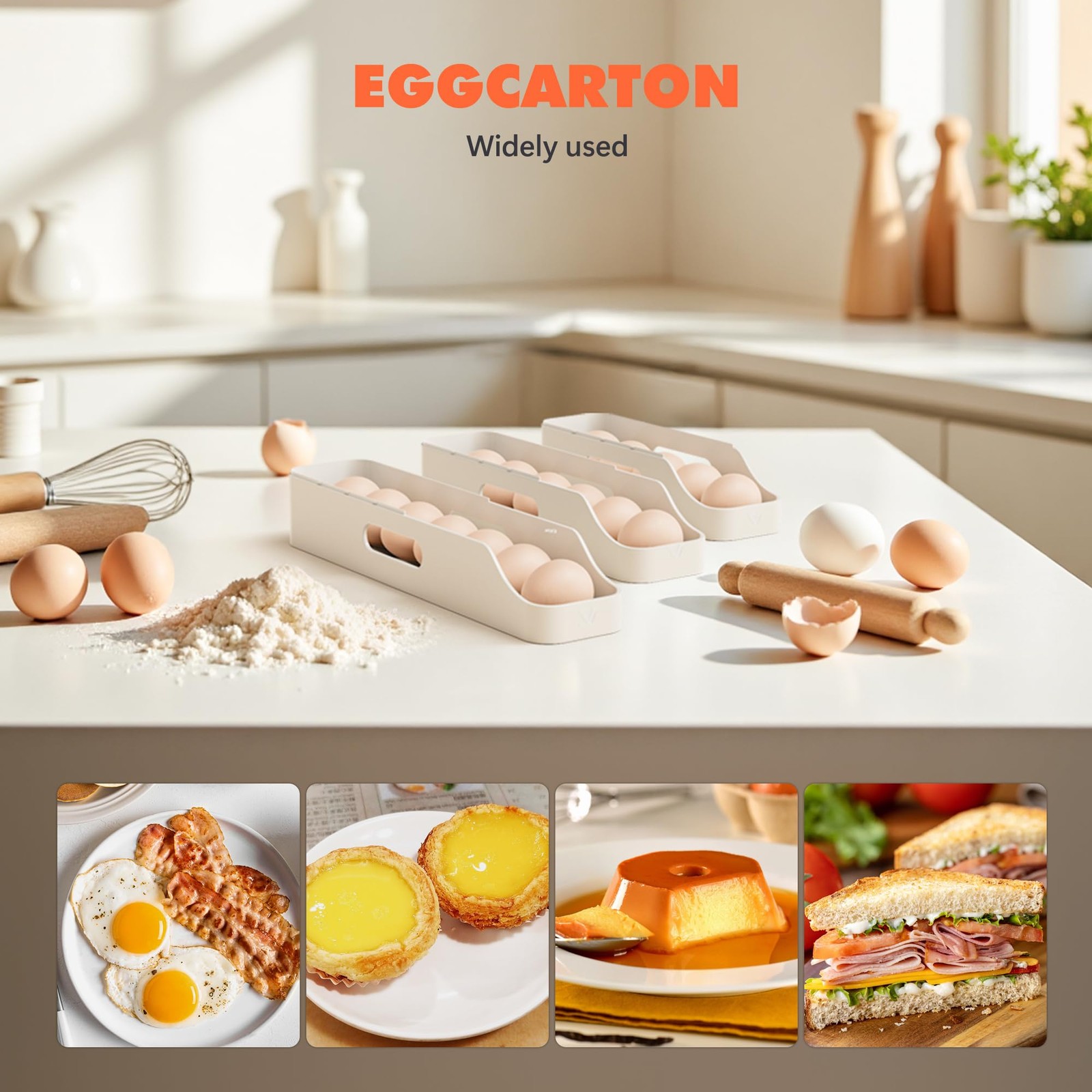 Li&Zhao Rolling Egg Dispenser for Refrigerator – Automatic Egg Holder for Fri…