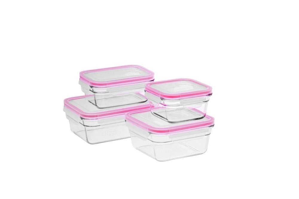 Glasslock Oven Safe Glass Container Set, 4 Piece Red