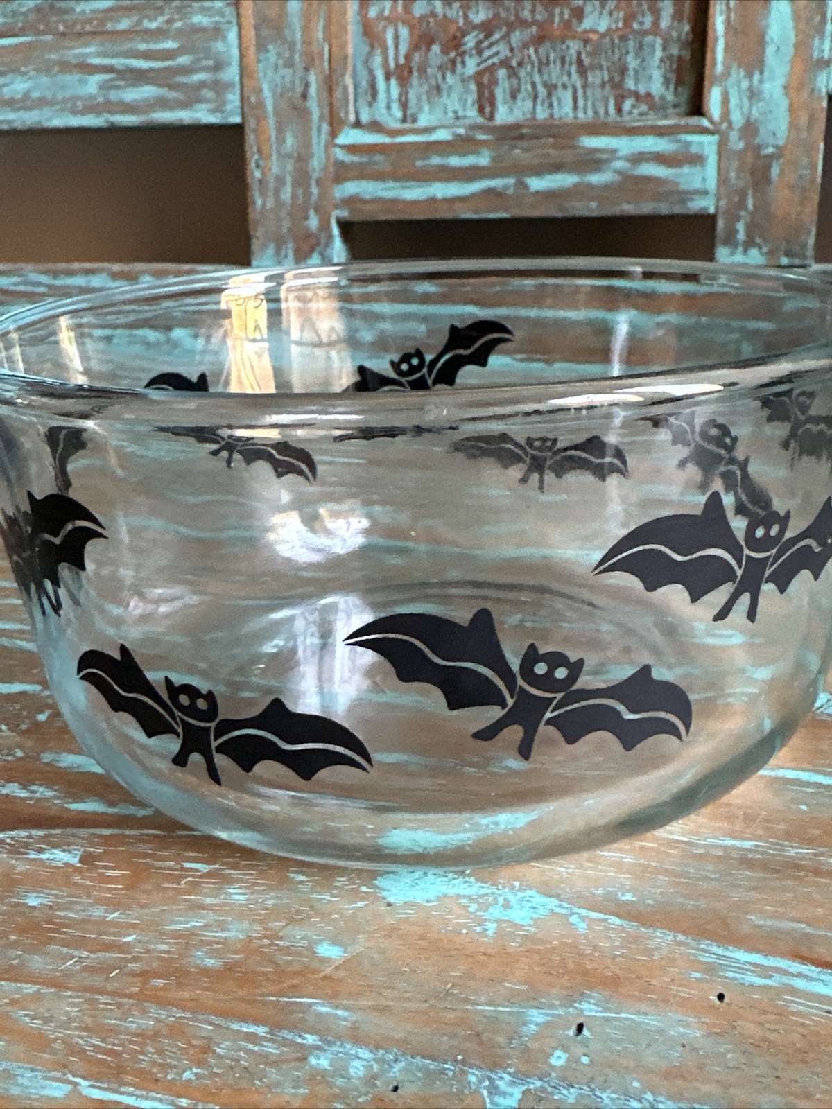 Pyrex Glass 1 Qt Storage Container With Black Bats 4 Cups Black Lid Halloween